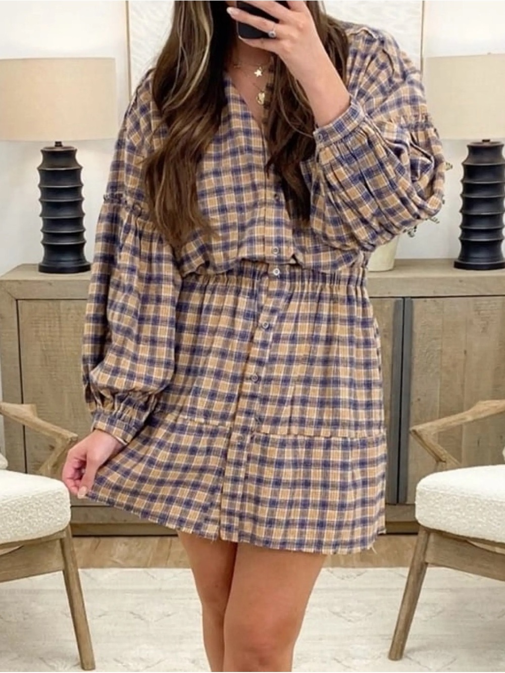 Talulah Kate Plaid Mini Dress Med
